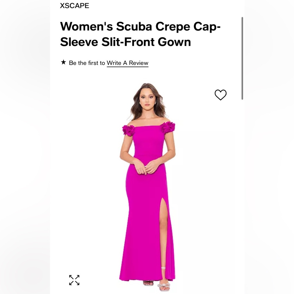 Gorgeous Fushia Xscape Women’s Scuba Crepe Cap-Sleeve Slit-Front Gown Size 8